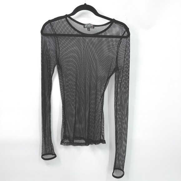 Lip Service Tops - Lip Service Mesh Long Sleeve Top Womens XL Black LS-148 Goth Punk Y2K Rave